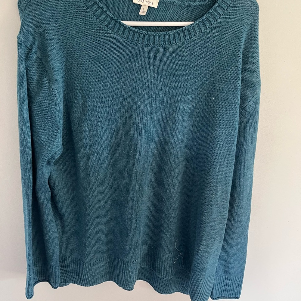 Ella Moss Teal Scoopneck Knit Sweater